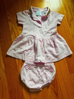 Burberry Pink Polo Dress with Striped Collar